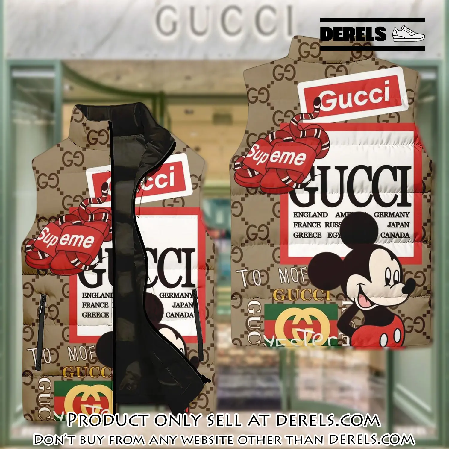 Gucci supreme mickey luxury brand 3d sleeveless down jacket dr3049456